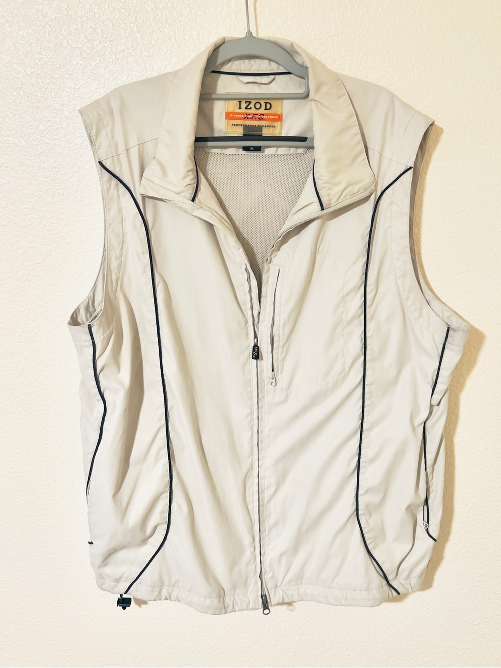Y2K IZOD XFG Men’s Cream Vest with Black Piping Size XL